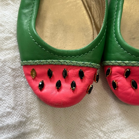 Kate Spade Size 10 Watermelon Green Pink Studded Flats Shoes HTF - Picture 3 of 7